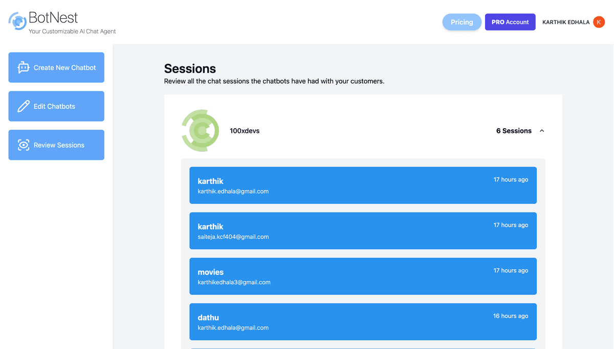 Analyze Sessions
